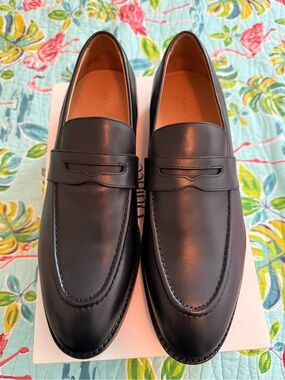 Men's Calfskin Leather Penny Loafers - Black size 12- Quince